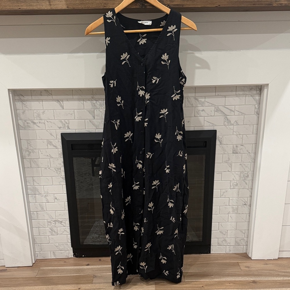 Black embroidered Floral Maxi Dress 2 for $20